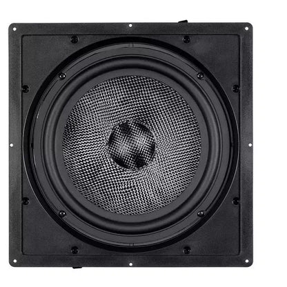 Monoprice Carbon Fiber Altoparlante da Incasso a Parete - 10 pollici (ciascuno) Subwoofer da 300 Watt, Facile Installazione per Home Theater - Serie Alpha