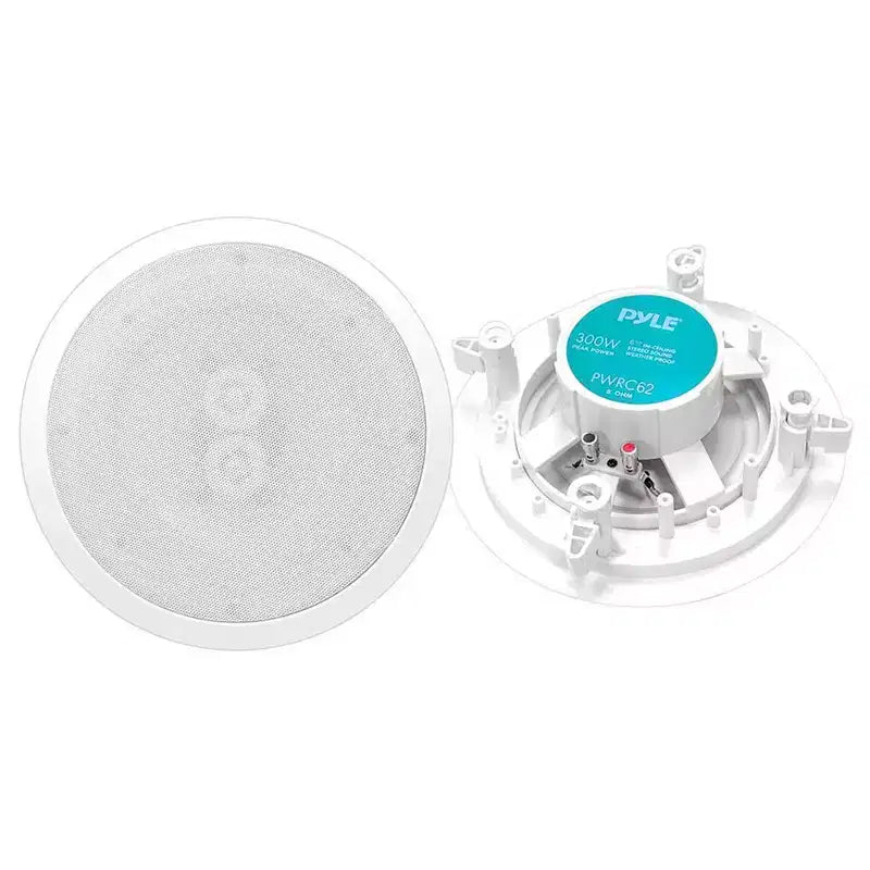 PYLE PWRC82 Doppio sistema di altoparlanti woofer da soffitto impermeabili per interni o esterni a 2 vie da 400 watt, 8 pollici, con impedenza di 8 Ohm, bianco (confezione da 2)