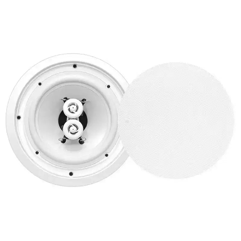 PYLE PWRC82 Doppio sistema di altoparlanti woofer da soffitto impermeabili per interni o esterni a 2 vie da 400 watt, 8 pollici, con impedenza di 8 Ohm, bianco (confezione da 2)
