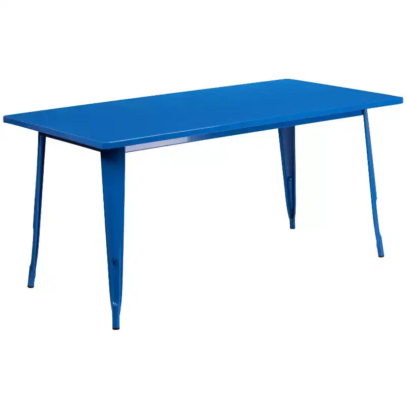Set Tavolo Rettangolare per Interni ed Esterni in Metallo 80x160 cm con 6 Poltroncine, Grado Commerciale Flash Furniture