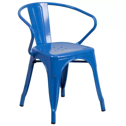 Set Tavolo Rettangolare per Interni ed Esterni in Metallo 80x160 cm con 6 Poltroncine, Grado Commerciale Flash Furniture