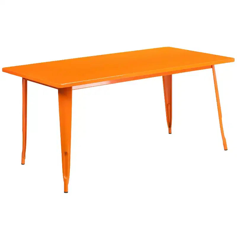 Set Tavolo Rettangolare per Interni ed Esterni in Metallo 80x160 cm con 6 Poltroncine, Grado Commerciale Flash Furniture