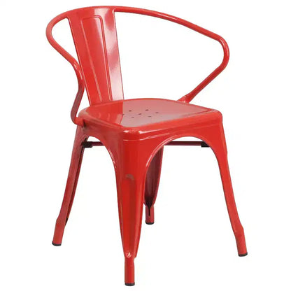 Set Tavolo Rettangolare per Interni ed Esterni in Metallo 80x160 cm con 6 Poltroncine, Grado Commerciale Flash Furniture