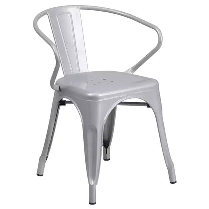 Set Tavolo Rettangolare per Interni ed Esterni in Metallo 80x160 cm con 6 Poltroncine, Grado Commerciale Flash Furniture