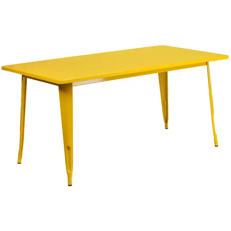Set Tavolo Rettangolare per Interni ed Esterni in Metallo 80x160 cm con 6 Poltroncine, Grado Commerciale Flash Furniture