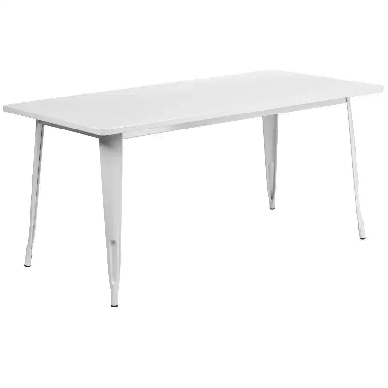 Set Tavolo Rettangolare per Interni ed Esterni in Metallo 80x160 cm con 6 Poltroncine, Grado Commerciale Flash Furniture