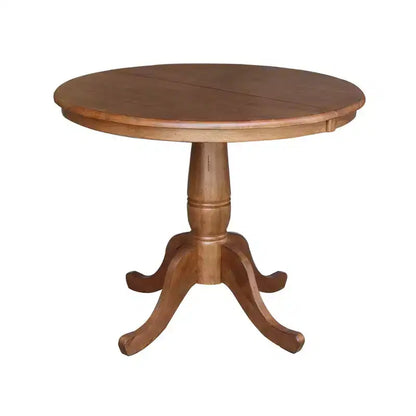 Set Tavolo da Pranzo Rotondo Estensibile International Concepts 36 con 4 Sedie a Croce