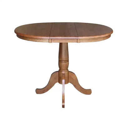 Set Tavolo da Pranzo Rotondo Estensibile International Concepts 36 con 4 Sedie a Croce