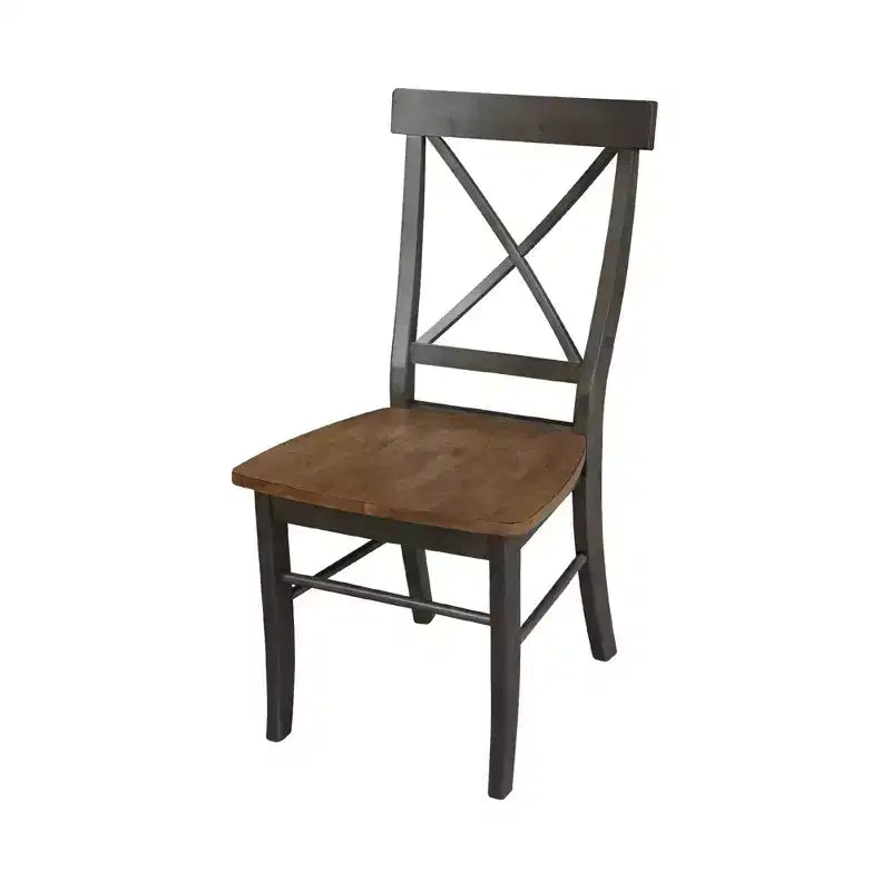 Set Tavolo da Pranzo Rotondo Estensibile International Concepts 36 con 4 Sedie a Croce