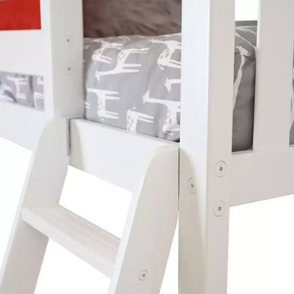 Max & Lily Solid Wood L-Shaped Twin over Twin Bunk Bed with Bookcase for Kids