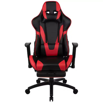 Flash Furniture X30 Gaming Chair Racing Office Ergonomic Computer Chair with Fully Reclining Back and Slide-Out Footrest in Red LeatherSoft