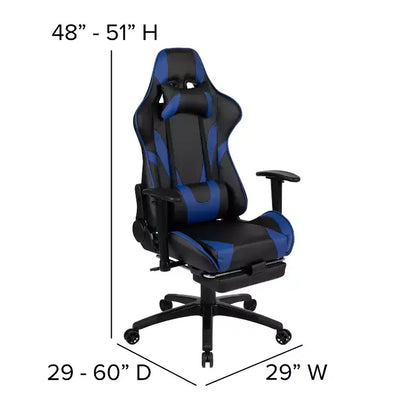 Flash Furniture X30 Gaming Chair Racing Office Ergonomic Computer Chair with Fully Reclining Back and Slide-Out Footrest in Red LeatherSoft