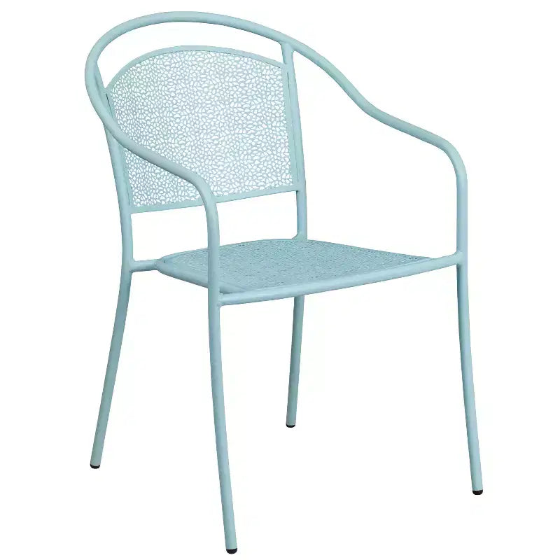 Flash Furniture Oia Commercial Grade 28 Square Indoor-Outdoor Steel Folding Patio Table Set with 4 Round Back Chairs