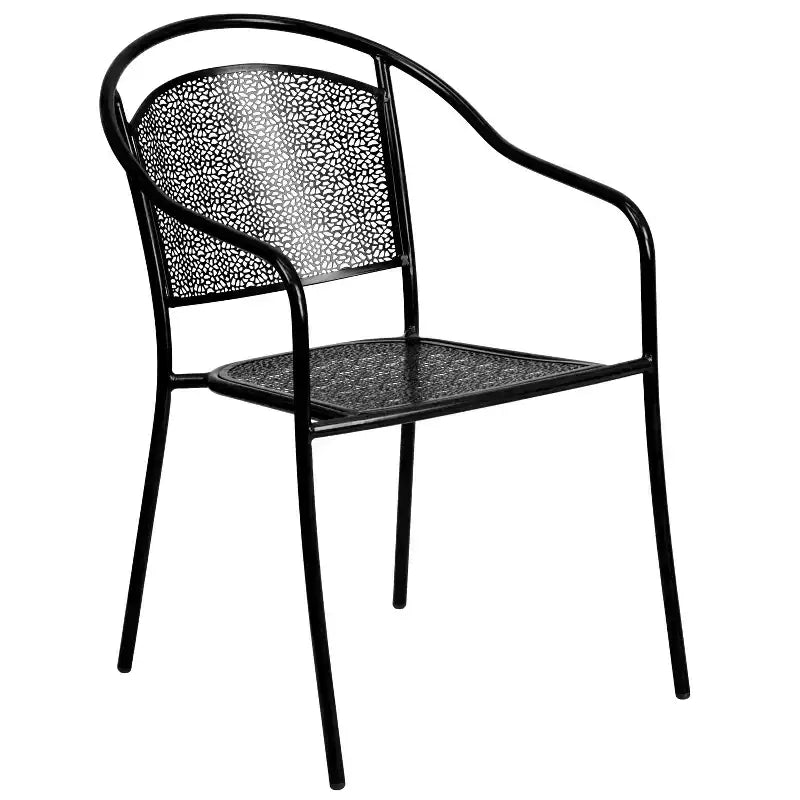 Flash Furniture Oia Commercial Grade 28 Square Indoor-Outdoor Steel Folding Patio Table Set with 4 Round Back Chairs