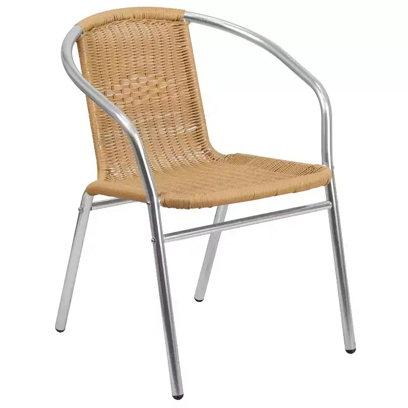 Flash Furniture Lila 23.5'' Round Aluminum Indoor-Outdoor Table Set with 4 Rattan Chairs