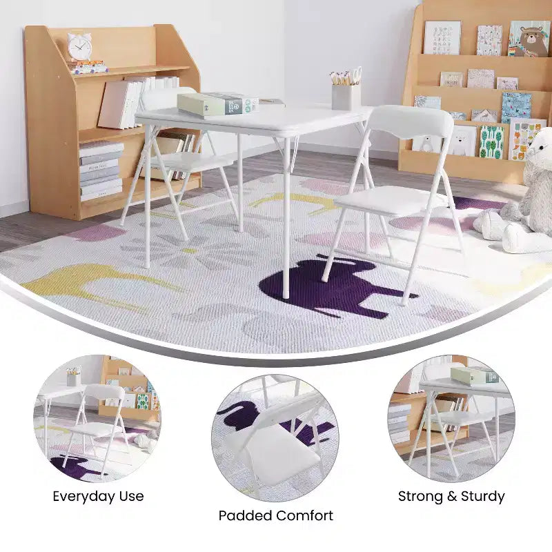 Emma e Oliver Set da tavolo e sedie pieghevoli a 3 pezzi per bambini - Set da tavolo per attività per bambini