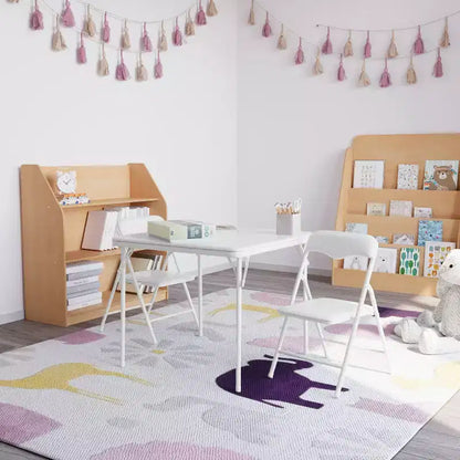 Emma and Oliver Kids 3 Piece Folding Table and Chair Set - Kids Activity Table Set