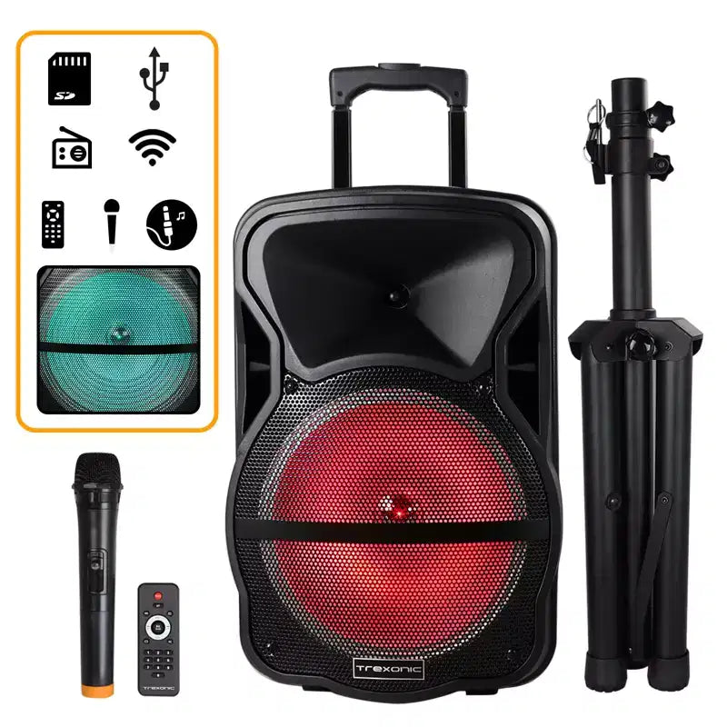 Trexonic Combination Bluetooth Portable Speaker and Tripod Stand w/ Reactive Lights