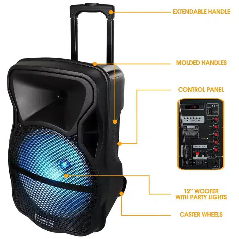 Trexonic Combination Bluetooth Portable Speaker and Tripod Stand w/ Reactive Lights