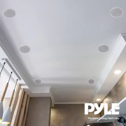 Pyle PDIC1661RD, Altoparlanti a Parete da Incasso da 6,5 Pollici, 200 Watt, a 2 Vie, da Interno, per Casa, Coppia, Bianco (3 Coppie)