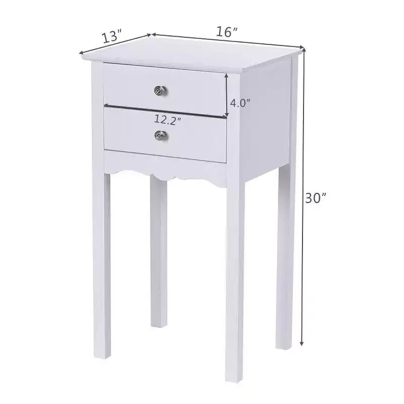 Costway Tavolino da Divano, Comodino con 2 Cassetti, Mobile Bianco
