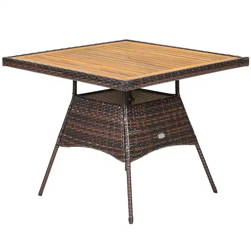 Set Mobili da Giardino 5 pz in Rattan con Poltrone e Tavolo in Legno Costway