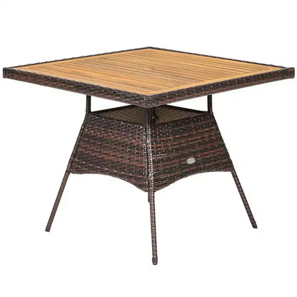 Set Mobili da Giardino 5 pz in Rattan con Poltrone e Tavolo in Legno Costway