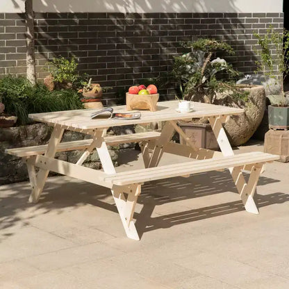 Tavolo da picnic Gardenised in legno per esterni, patio, giardino, 6 persone, per cortile, giardino
