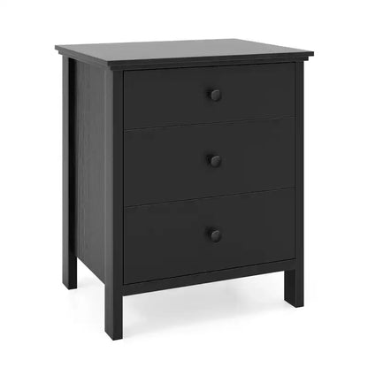 Costway Nightstand Beside End Side Table Accent Table Organizer W/3 Drawers Black