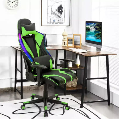 Sedia da gaming Costway, girevole e regolabile, con luci LED dinamiche