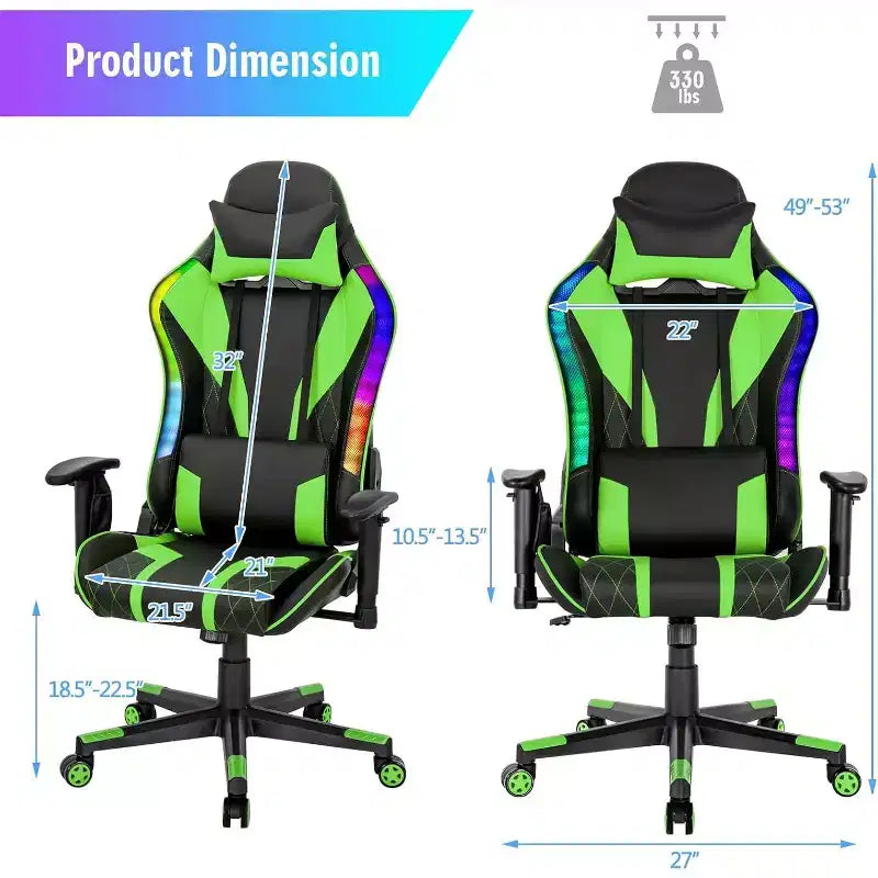 Sedia da gaming Costway, girevole e regolabile, con luci LED dinamiche