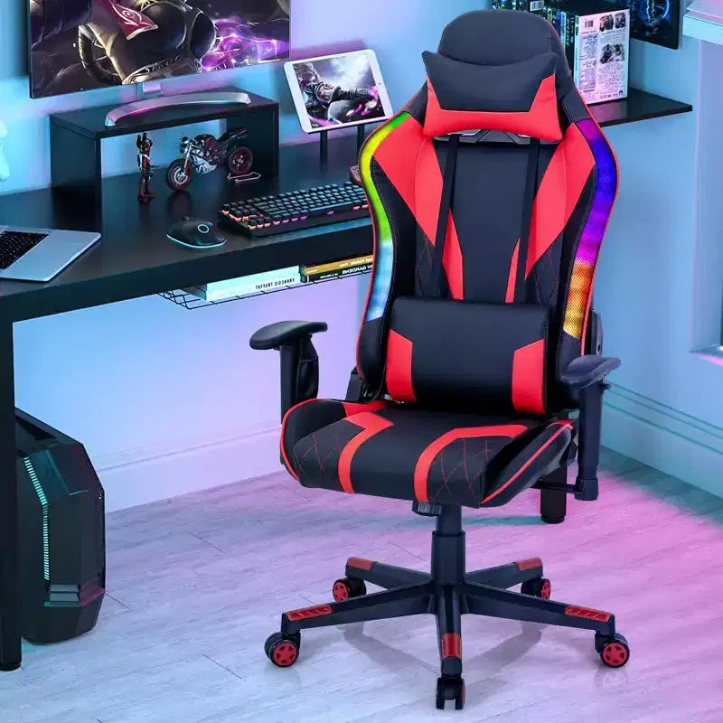 Sedia da gaming Costway, girevole e regolabile, con luci LED dinamiche