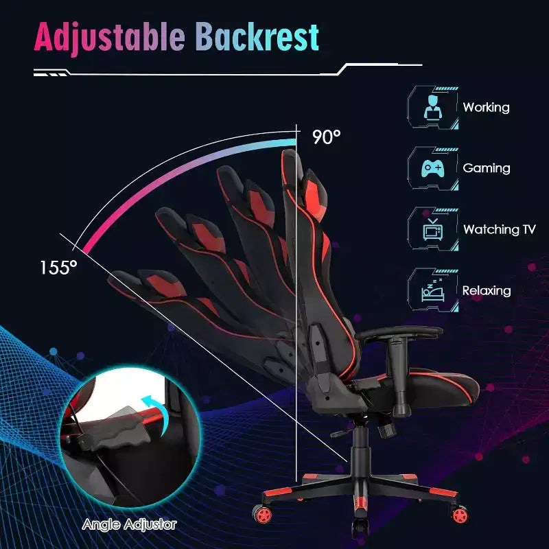 Sedia da gaming Costway, girevole e regolabile, con luci LED dinamiche
