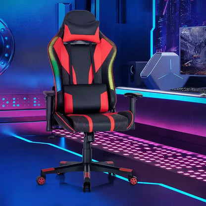 Sedia da gaming Costway, girevole e regolabile, con luci LED dinamiche