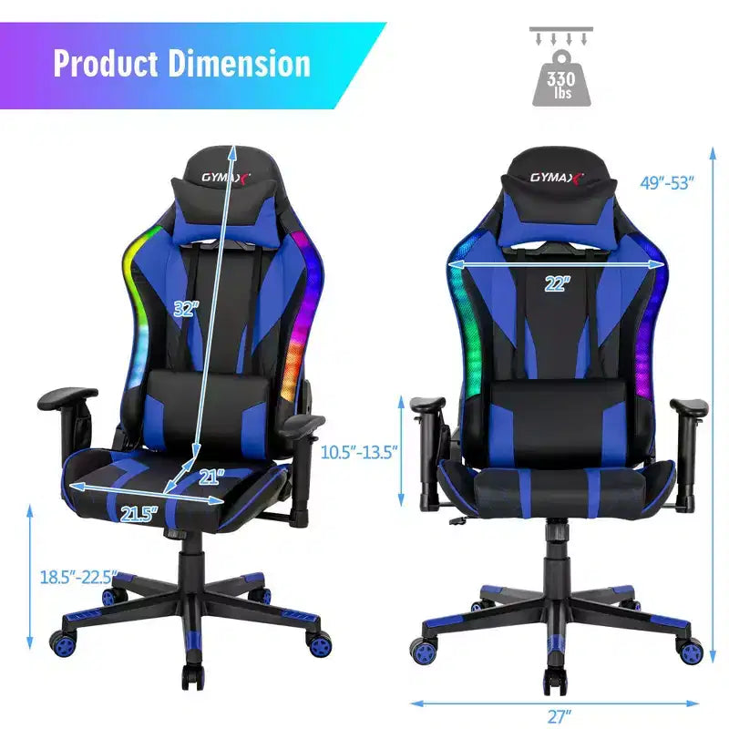 Sedia da gaming Costway, girevole e regolabile, con luci LED dinamiche