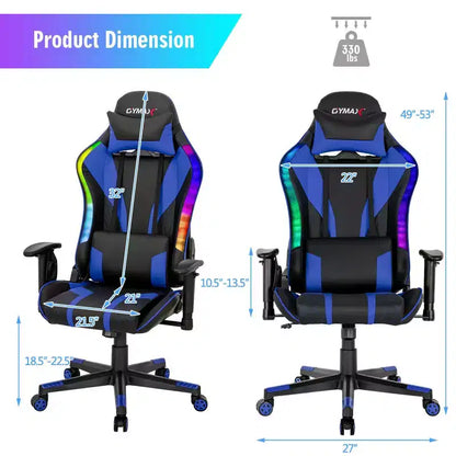 Sedia da gaming Costway, girevole e regolabile, con luci LED dinamiche