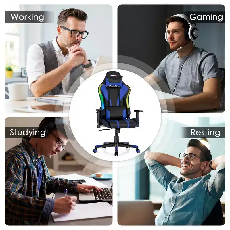 Sedia da gaming Costway, girevole e regolabile, con luci LED dinamiche