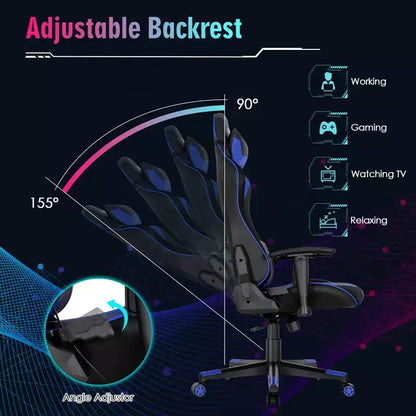 Sedia da gaming Costway, girevole e regolabile, con luci LED dinamiche
