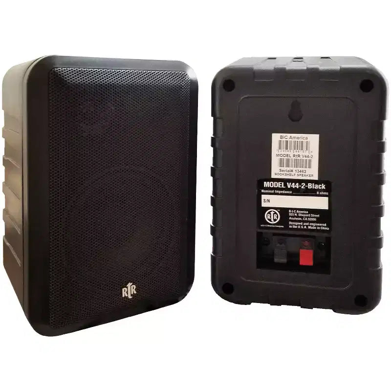 BIC America RtR Series RTRV44-2 4-In. Indoor/Outdoor Weather-Resistant Speakers, 100 Watts in Black