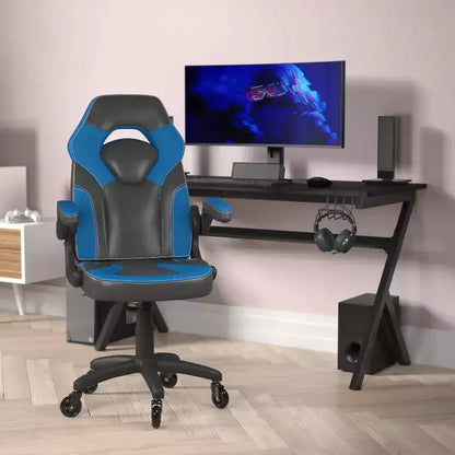 Sedia da gaming Flash Furniture X10 sedia da ufficio da corsa per PC computer con braccioli ribaltabili e ruote trasparenti