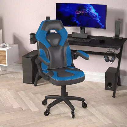 Sedia da gaming Flash Furniture X10 sedia da ufficio da corsa per PC computer con braccioli ribaltabili e ruote trasparenti