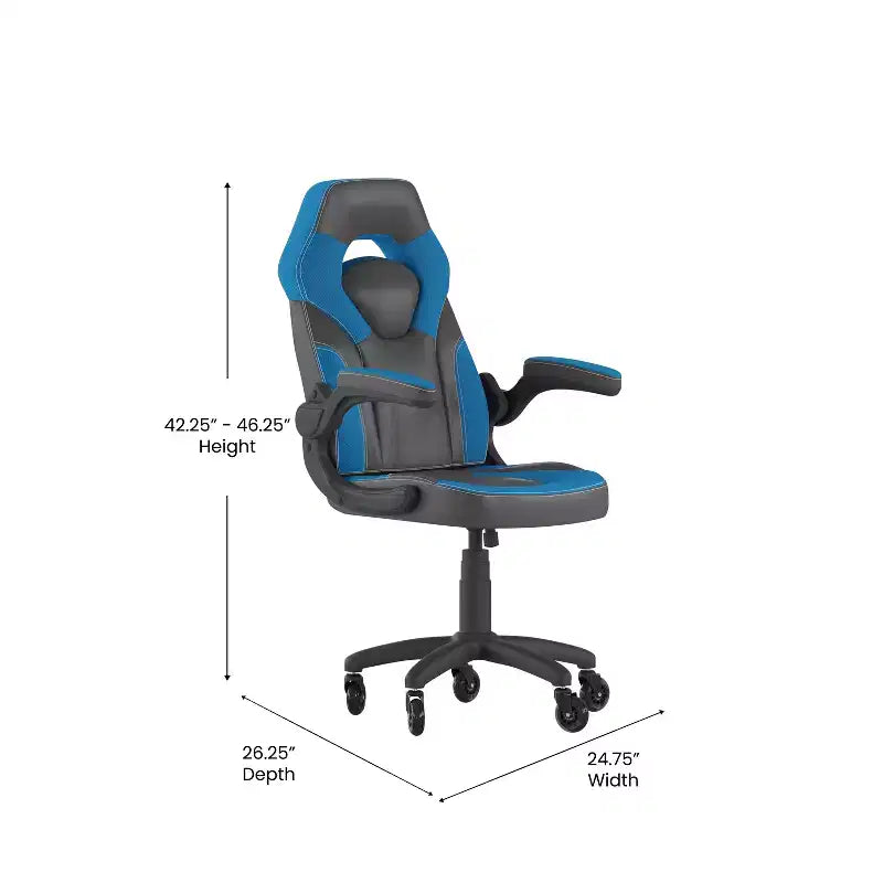 Sedia da gaming Flash Furniture X10 sedia da ufficio da corsa per PC computer con braccioli ribaltabili e ruote trasparenti
