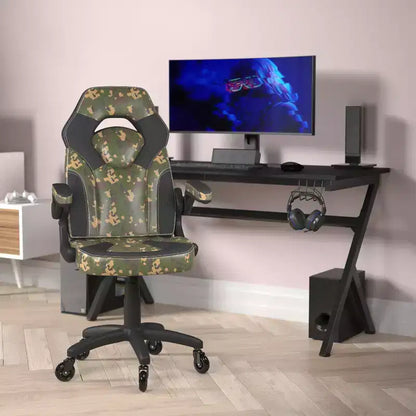 Sedia da gaming Flash Furniture X10 sedia da ufficio da corsa per PC computer con braccioli ribaltabili e ruote trasparenti