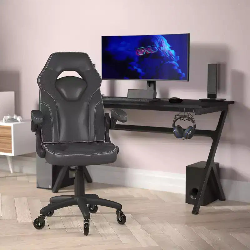 Sedia da gaming Flash Furniture X10 sedia da ufficio da corsa per PC computer con braccioli ribaltabili e ruote trasparenti