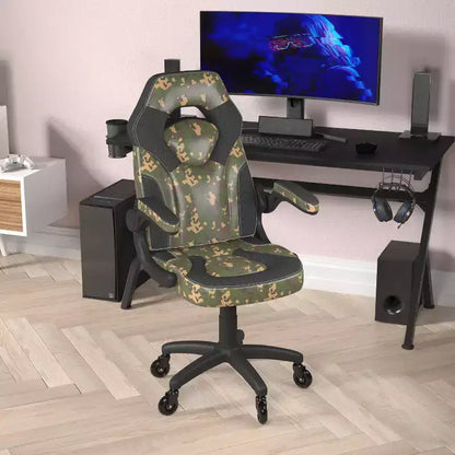 Sedia da gaming Flash Furniture X10 sedia da ufficio da corsa per PC computer con braccioli ribaltabili e ruote trasparenti
