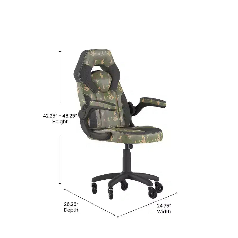 Sedia da gaming Flash Furniture X10 sedia da ufficio da corsa per PC computer con braccioli ribaltabili e ruote trasparenti