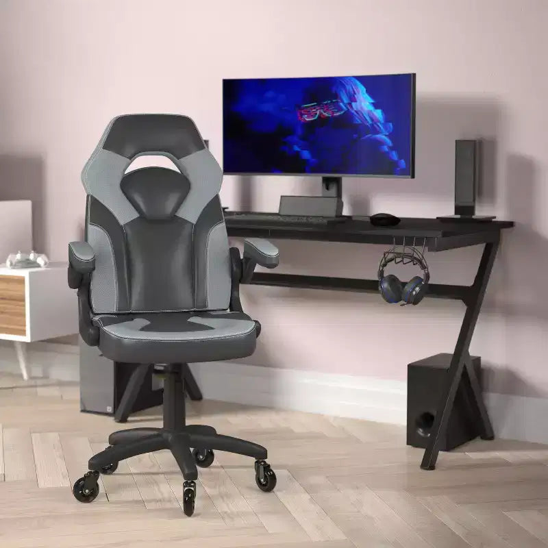 Sedia da gaming Flash Furniture X10 sedia da ufficio da corsa per PC computer con braccioli ribaltabili e ruote trasparenti