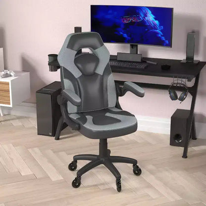 Sedia da gaming Flash Furniture X10 sedia da ufficio da corsa per PC computer con braccioli ribaltabili e ruote trasparenti