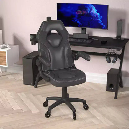 Sedia da gaming Flash Furniture X10 sedia da ufficio da corsa per PC computer con braccioli ribaltabili e ruote trasparenti