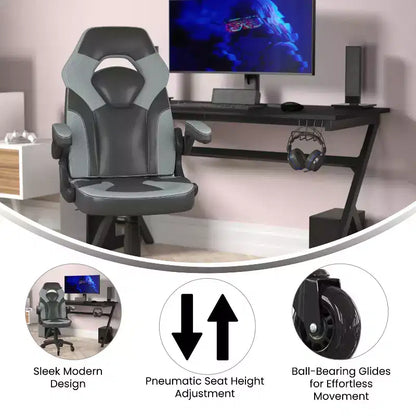Sedia da gaming Flash Furniture X10 sedia da ufficio da corsa per PC computer con braccioli ribaltabili e ruote trasparenti